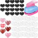 Honeydak 121 Pcs Fridge Glass DIY Magnets Making Kit Include 1.34-1.5inch Paper Punches Large Ferrite Magnets Maker with Clear Glass Cabochons for Craft DIY Refrigerator Magnet Office(Heart)