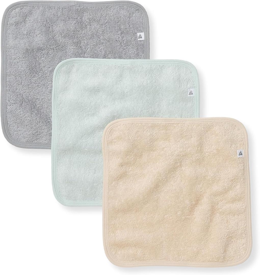 Burt's Bees Baby Infant Washcloths, 100% Organic Cotton, Soft and Super Absorbent Knit Terry & Woven Terry Wash Cloth (3-Pack)