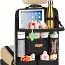 SURDOCA Backseat Car Organizer with Foldable Tray for Kids & Adults NEW MODEL Seat Storage with Touchable Tablet Pocket, Roadtrip Essentials Fits Most Vehicles, 1 Pack