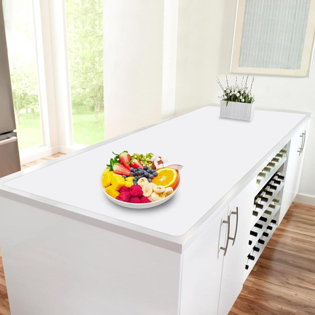 Extra Large Silicone Mat, 96x36 Heat Resistant Mats for Countertop, Cuttable Waterproof Kitchen Counter Mat, Multipurpose Countertop Protector Mat, Silicone Mats for Kitchen Counter (Translucent)