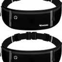 Fanny Packs for Women Men, Running Belt Waist Bag, Large Capacity Phone Holder for Running Workout Waterproof Adjustable Running Waist Pack for iPhone 15 14 13 12 Samsung LG Pure Black (2 Pack)