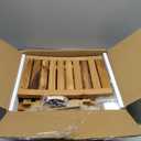 Teak Shower Bench Stool, 14'' Compact Waterproof Wooden Sauna Bath Bench with Storage Shelf, Non-Slip Solid Teak Shower Seat Chair for Small Bathrooms Inside Shower and Outdoor Use