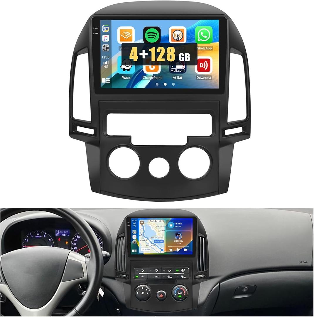 Roinvou 2+64G Android 9" Touch Screen for Hyundai Sonata 2009-2010 (Manual A/C) with Wireless CarPlay Android Auto WiFi Bluetooth GPS Navigation FM RDS Radio Backup Camera