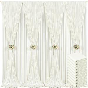 50ft x 10ft Ivory Backdrop Curtain for Wedding Ivory Wrinkle Free Backdrop Drapes Panels for Parties Baby Shower Bridal Shower Birthday Photo Photography Polyester Fabric Background Decoration