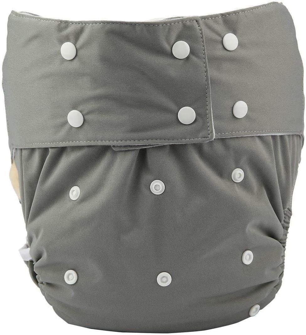 Adult Cloth Diaper Cover Nappy Reusable Washable Adjustable for Disability Incontinence Person (Grey)