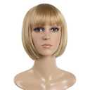 SYXLCYGG Bob Wig Short Blonde Wigs Flame Retardant 10" Straight Womens Synthetic Hair Wig With Bangs Girl Cosplay Party White Women Daily(Free Wig Cap)