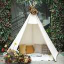 Teepee for Kids, Huge Teepee, Large Tall, Adult Teepee Tent with Foldable Poles,5 Sides Wide Open Front Without Door Flaps, Beach Tent (Large White)