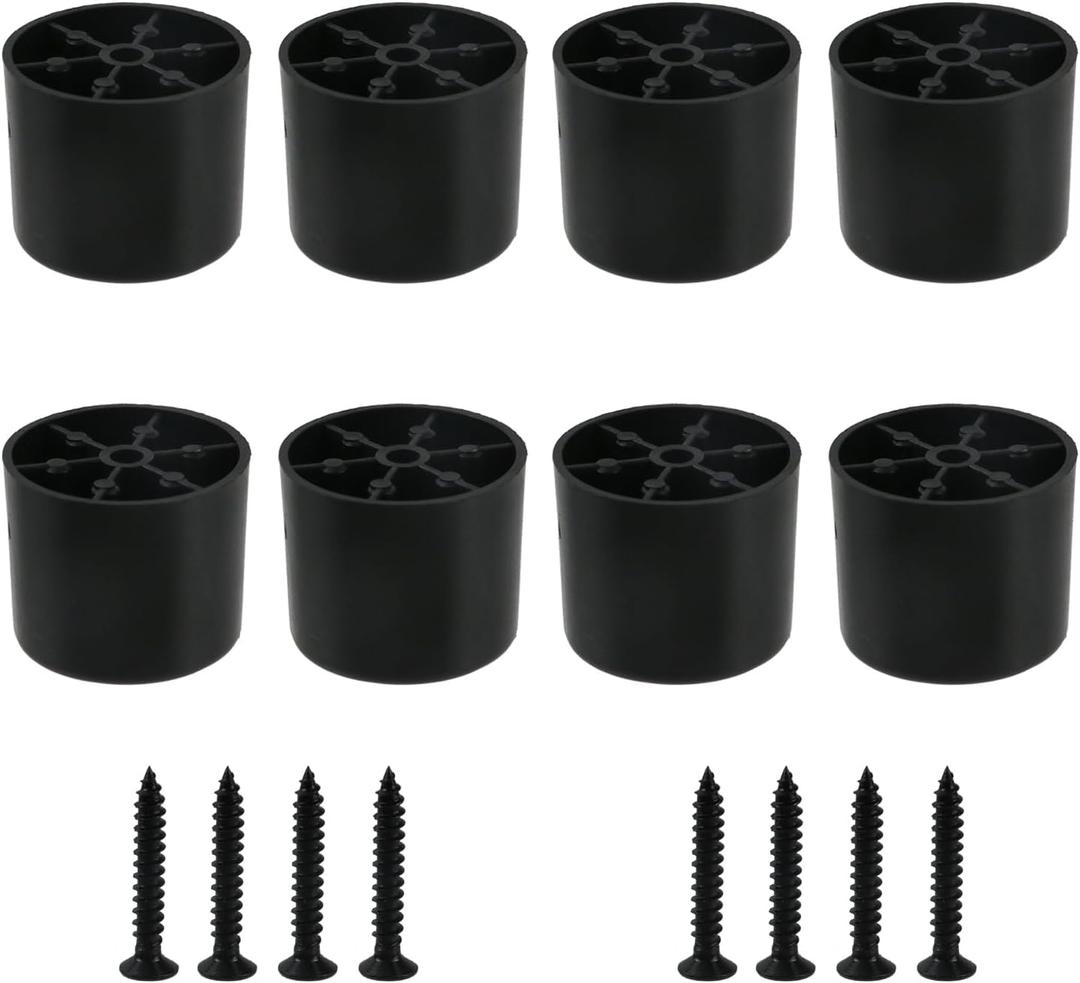 MY MIRONEY 8PCS Plastic Furniture Legs Hardware Screw-in Sofa Legs Couch Legs Replacement Black Round Chair Legs Riser Furniture Feet Protectors with Screws, 1.38" D x 1.18" H (1.38" x 1.18")