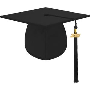 Unisex Adult Matte Graduation Cap Graduation Hat with Tassel Adjustable for High School and College (Black)