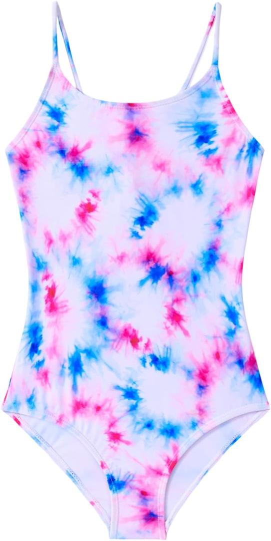 Angel season Girls One Piece Swimsuits Teens Bathing Suit Straps Kids Cute Swimwear with UPF 50+ Daisy Halter Size 7-14 (13-14 Years, Tie Dye 1)