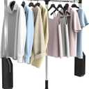 Pull Down Closet Rod Stainless Steel,35"-48" Adjustable Wardrobe Lift Rail Rod,60 lbs Load Capacity,Side & Back Mounted Closet Pole for Waredrobe & Hanging Clothes