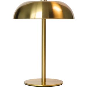 Portable LED Mushroom Table Lamp, 8.46'' Metal Small Cordless Desk Night Light with 5200mAh Rechargeable Battery, Stepless Dimming Lamp with 3 Colors for Bedroom/Bar/Coffee Shop (Gold)