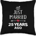 Just married 25 years ago Silver wedding anniversary Throw Pillow (16x16)