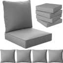 24" x 24" x 6" Outdoor Deep Seat Cushions Set  4 Set Waterproof & Fade Resistant Patio Furniture Replacement Cushions, NonSlip Outdoor Cushions Fit Loveseats, Couches, Chairs, and Sofas.