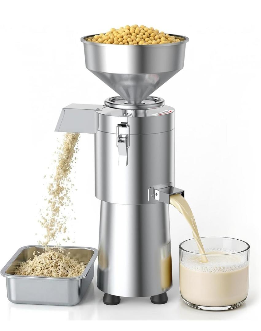 Commercial Soy Milk Maker,Heavy-Duty 1100W Commercial Motor 25KG/H Automatic Stainless Steel Soybean Milk Maker Machine 2800RPM with Slag Separation for Soymilk,Nut Milk,Tofu,Rice Milk for Restaurant