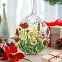 4 x Wildflower Ornament Christmas Decoration & Christmas Ornament; Stained Glass Holiday Decoration (Holiday Present, Bauble Present, Gift Idea, Gift Exchange) | Heirloom Keepsakes