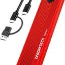 Red M.2 NVMe SATA SSD Enclosure Adapter Tool-Free, 10Gbps USB 3.2 Gen 2 USB C External, M.2 NVMe SATA to USB Reader, Support UASP Trim for M and B+M Keys and Size 2230/2242 /2260/2280 SSDs(up to 8TB)