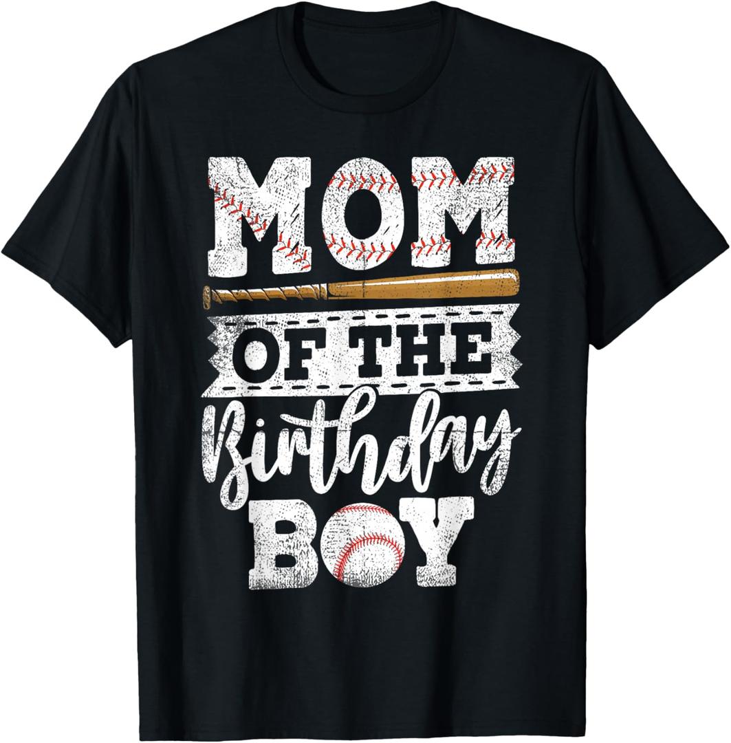 Mom Of The Birthday Boy Baseball Baller Kids T-Shirt, 2XL
