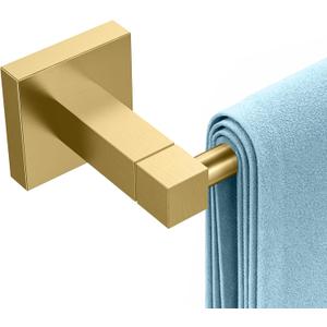 RUACQ Gold Towel Bar 18 inch, 304 Stainless Steel Towel Racks for Bathroom Wall Mounted, Heavy Duty Bath Towel Rod with Square Base(Brushed Gold)