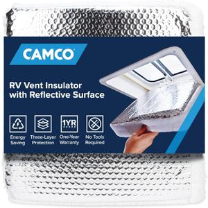 Camco Camper/RV Vent Insulator and Skylight Cover - Features 3 Layers to Reduce Heat Transfer & Increase A/C Efficiency - Fits Standard 14 Travel Trailer/RV Roof Vents (45192)