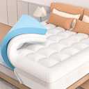 Pillow Top Mattress Topper Queen Size, 3 Inch Dual Layer Mattress Topper, 1 Inch Cooling Pillow Topper and 2 Inch Gel Memory Foam Mattress Topper for Back Pain