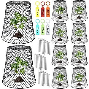 Dukelai 10 Pcs Chicken Wire Cloche Plant Covers Garden Netting Metal Heavy Duty Plant Protectors from Animals for Keeping Bunnies Chicken Squirrels Birds Other Out 9.13×9.13 in