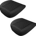 Luxury Faux Leather Car Seat Cover, Anti-Slip Waterproof Universal Front Bottom Seat Protector with Storage Pocket, Triangular Pattern Vehicle Seats Cushion for Sedans, SUVs, Trucks (2PCS&Black)