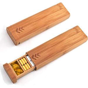 Bamboo Weekly Pill Organizer 1 Time a Day - Daily Pill Box 7 Day, Travel Pill Case Perfect for a Vitamin or Supplement, Bamboo Wood Medication Box, 1Pcs