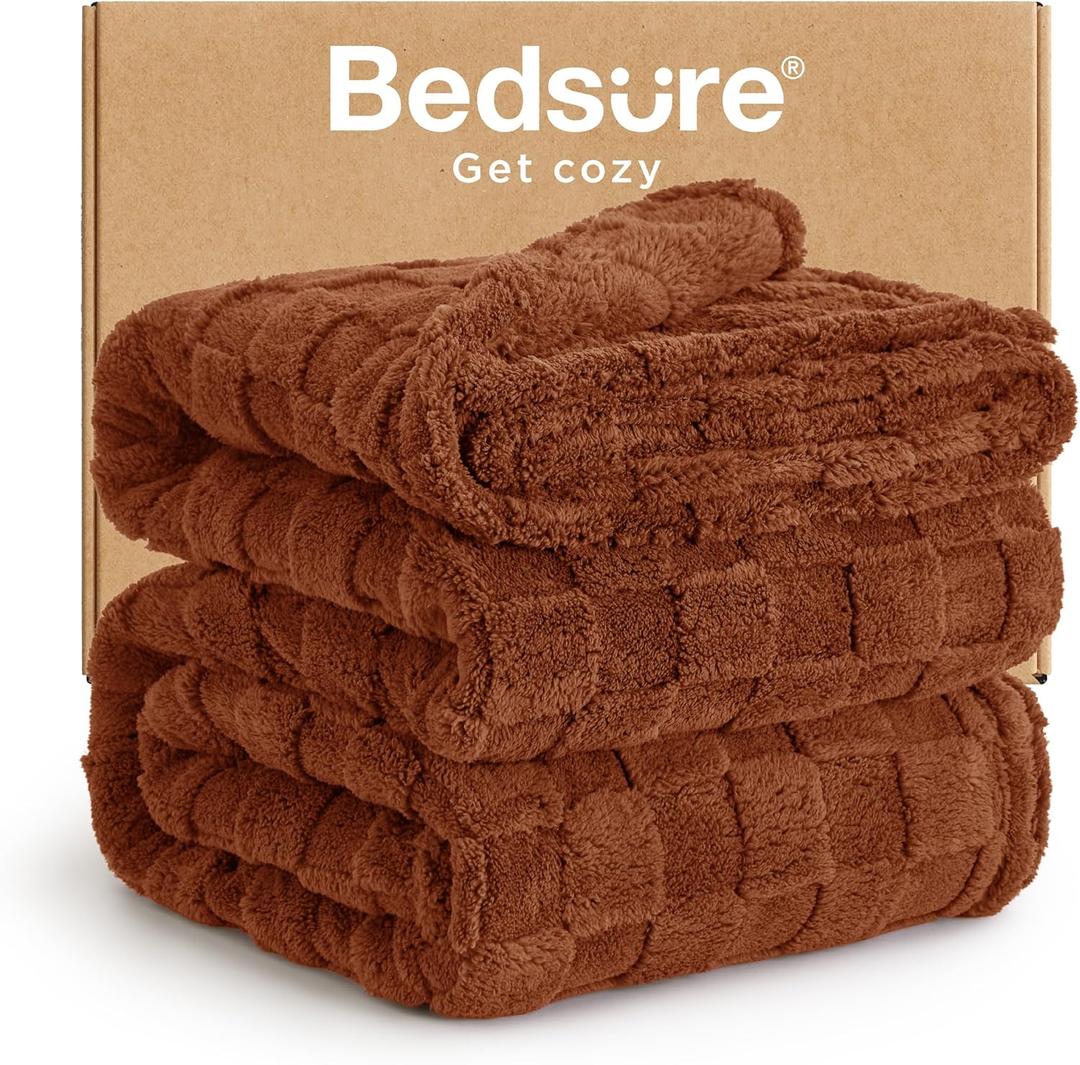 Bedsure GentleSoft Blankets Queen Size for Bed - Super Soft Cozy Blanket for Kids Girls, Large Fuzzy Fleece Throw for Bedroom Decor, Burnt Orange, 90x90 Inches