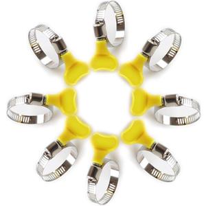 15-Pack Yellow Stainless Steel Hose Clamps, Adjustable Thumb Screw Key-Type Clamps, 8mm Bandwidth, Compatible with Plumbing, Automotive, and Machinery Applications(Size:32-44mm(1 1/4"-1 3/4")