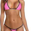 SHERRYLO Micro Bikini Extreme G String Thong Bikinis Sexy Mini Bathing Suit for Women Womens Swimsuits Microkini Swimsuit (X-Large, 1889-pink)