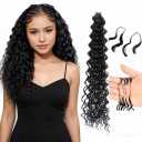 Miracle Knots Feather Crochet Hair, 12 Inch, 100 Strands, Pre-Separated, Invisible Synthetic Hair Extensions for Black Women, Short Deep Wave and Burmese Curly (1B)