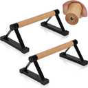 Wood push up bars Parallettes bars Anti-slip Handstand Bars for Calisthenics, Fitness, Floor workouts Solid Wood with Sturdy Metal Bracket, Support 500 lbs