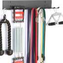 Multi-Purpose Gym Equipment Storage Rack Resistance Bands Storage Hanger Barbell Rack Heavy Duty Gym Rack for Exercise Bands, Lifting Belts and Jump Ropes (Black)
