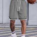 VOGSTART Mens Waffle Sweat Shorts Basketball Athletic Casual Midweight 8'' Inseam Shorts with Pockets (S-XXL) (Gray, M)
