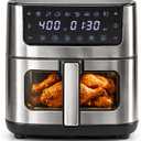 Simple Deluxe 8-in-1 Air Fryer 6.34 Qt, Digital Preset Airfryer with Visible Window, Nonstick and Dishwasher-Safe Basket, Air Fry, Chicken, Pizza, Dehydrate, Fries, 90-Min Timer, 1700W, Black
