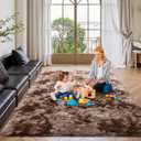FinRec Brown Rugs for Bedroom Living Room, 3x5 Feet Plush Fluffy Shag Area Rug, Non-Slip Fuzzy Furry Shaggy Rug for Kids Room Dorm Room Home Decor, High Pile Soft Floor Carpet