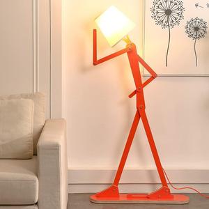 Cool Creative Floor Lamps Wood Tall Decorative Corner Reading Standing Swing Arm Light for Living Room Bedroom Office Farmhouse Kids Gift Idea- with LED Bulb (Oran Orange)