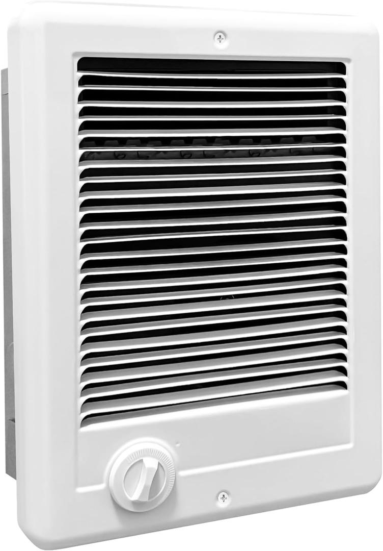 Com-Pak Electric Wall Heater Complete Unit with Thermostat, High Capacity 5120/3840 BTU, 240 Volt, 1500 Watt (Model: CSC152TW, Part: 67506), White