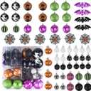 62Pcs Halloween Hanging Ball Ornaments, Ornaments Tree Decorations, Shatterproof Plastic Balls for Cute Holiday Party Indoor Home Decor (62Pack)