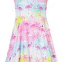 Girls Summer Sundress Adjustable Strap Cami Dress Spaghetti Strap Dresses Size 4-13 (8-9 Years, A3 Flamingo 01)