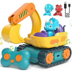 Lehoo Castle Remote Control Car for Toddlers, RC Excavator Toys for Boys 3-5 Year Old, Rechargeable Construction Toys for 1 2 3 Year Old Boys