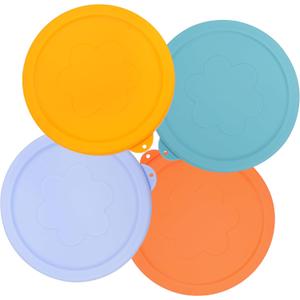 4 Cup Round Silicone Replacement Lids for Pyrex 7201-PC Glass Bowls, 4 Pack Storage Cover, Microwave & Dishwasher & Freezer Safe (Container not Included)