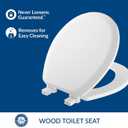 Mayfair Cameron White Toilet Seat, Heavy Duty Wood, Easy Clean, Made in USA, Round