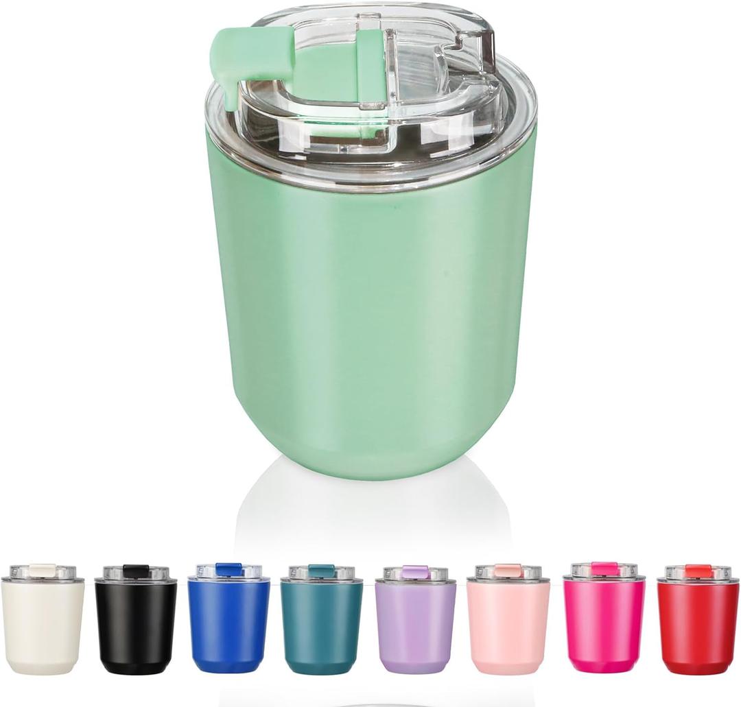 Puraville Insulated Tumblers with Lid, 10 oz Travel Coffee Mug Stainless Steel Vacuum Cup, Leak Proof Reusable Double Walled Coffee Tumbler for Iced and Hot Drinks, Green