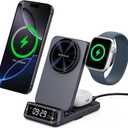 Wireless Charger Stand Compatible with MagSafe, SwanScout 708M, Foldable 3 in 1 Magnetic Wireless Charging Station for iPhone 16/15/14/13 Series, Travel Charger for Apple Watch, AirPods (No Adapter)