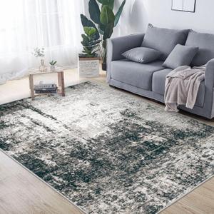 5x7 Area Rugs Washable Rug, Soft Modern Abstract Rugs for Living Room Large Low Pile Thin Rug Non Slip Indoor Neutral Carpet for Bedroom Dining Room Farmhouse Office Kids Playroom Black Grey Gold
