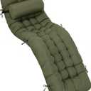 Tudomro Outdoor Chaise Lounge Cushion 66x21x4'' Waterproof & Fade-Resistant Patio Pool Chaise Lounge Cushion Headrest Pillow Tie Replacement Rocking High Back Chair(Olive Green,1 Pcs)