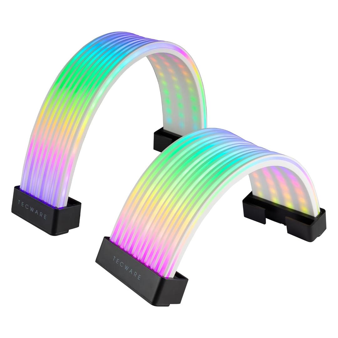TECWARE Flex RGB, Cable Cover Kit, Light Up LED Strip Set for PSU Extensions, 5V 3 Pin ARGB Sync, Compatible with 8-Pin or 16-Pin GPU Cable, 24-Pin Motherboard Cable, Black