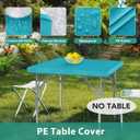 LUSHVIDA 2 Packs Vinyl Card Tablecloth with Flannel Backing 48x48 inch - Waterproof Plastic Picnic Table Cover for Square Folding Table Cloth with Elastic Corners, Teal
